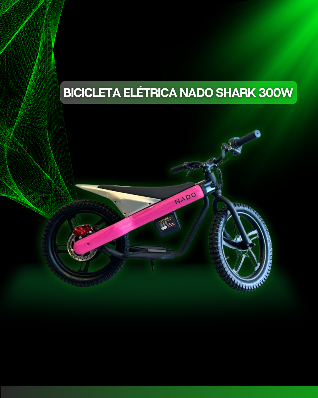 BICICLETA ELÉTRICA NADO SHARK - Autonomia, conforto e diversão na mobilidade dos seus filhos.